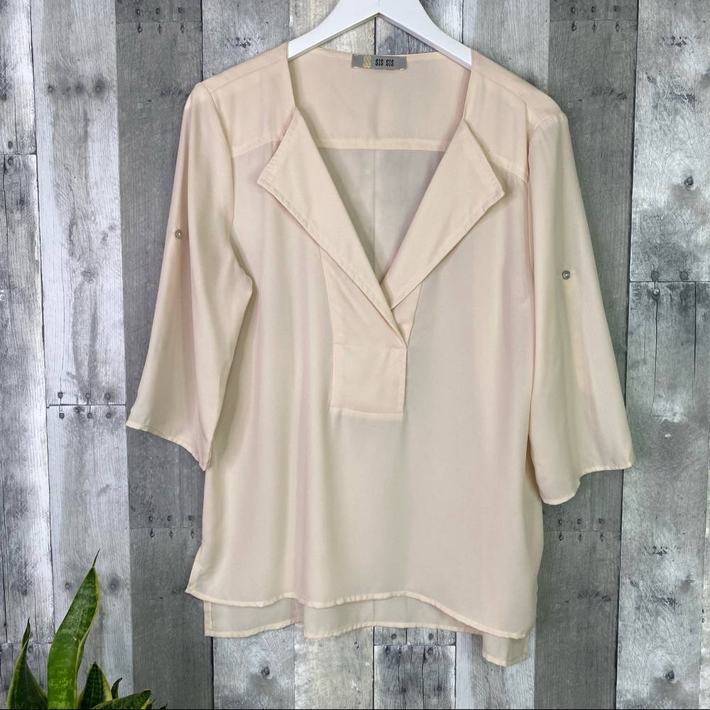 SIS SIS Ivory Hi-Low Tunic Side Slits Size Medium